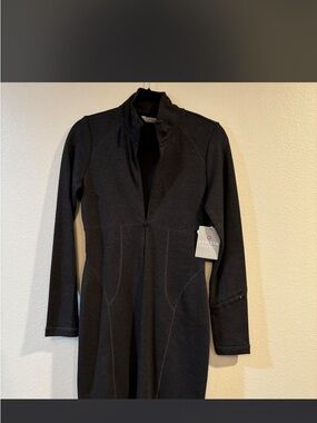 NWT Athleta Charcoal Black Long-Sleeve Zip Dress